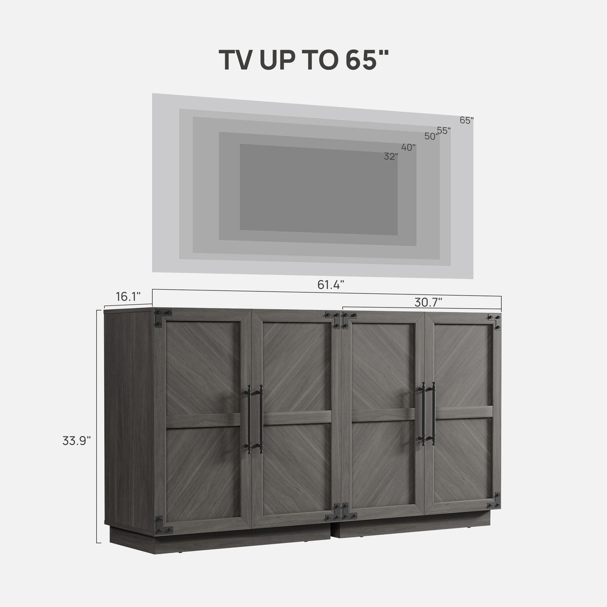 Willow Sideboard Modular TV Stands with 2 Doors, Set of 2