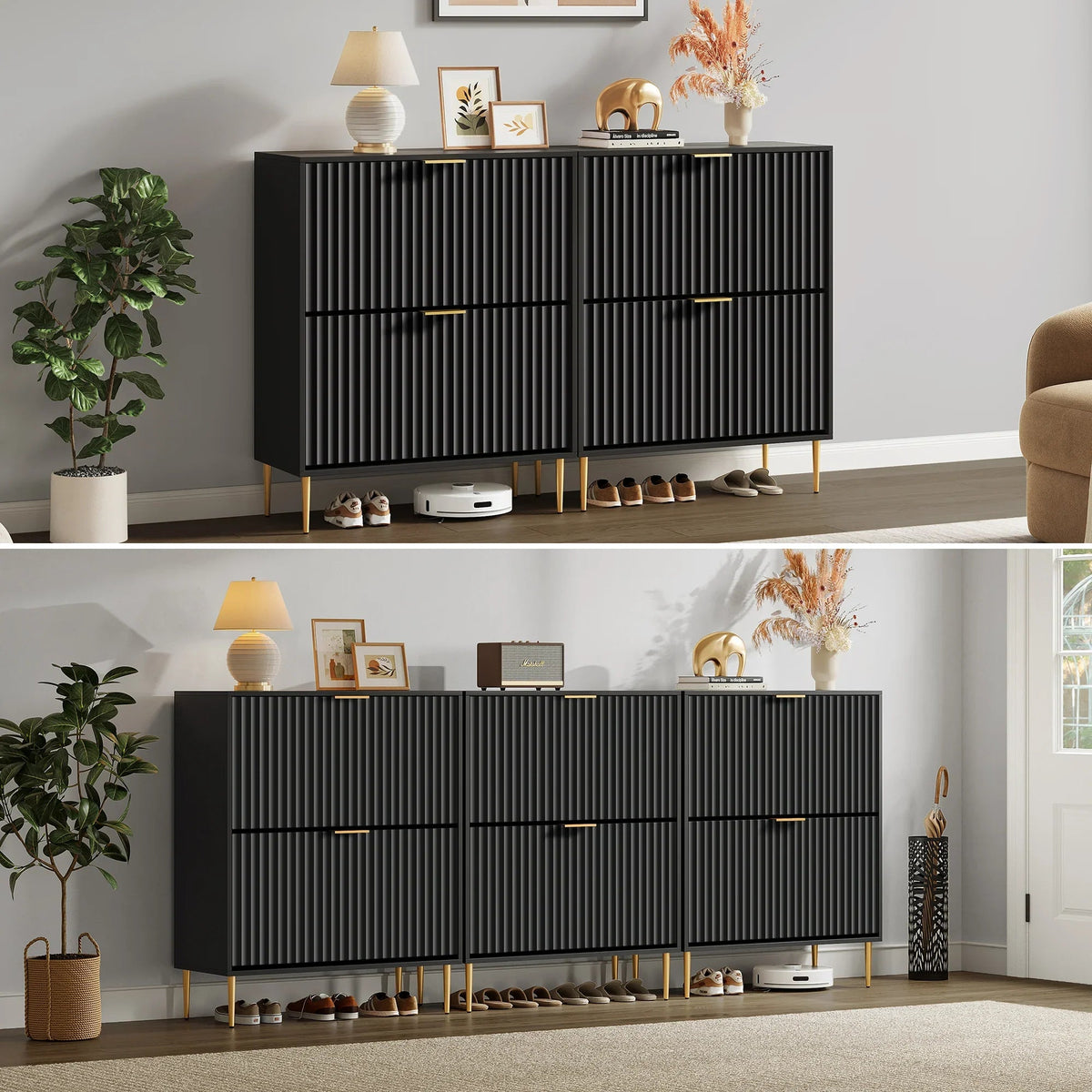 Opus 2-Tier Shoe Cabinet with Storage