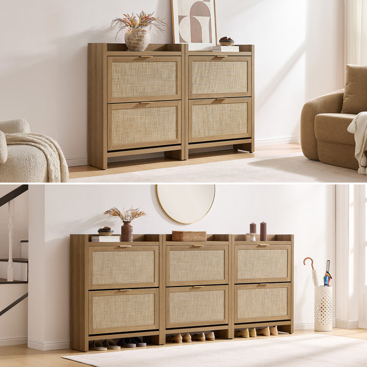 Savanna Rattan Double Flip Shoe Cabinet