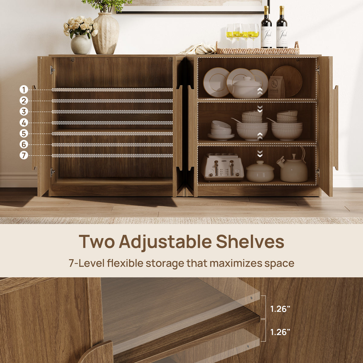 Arcus Sideboard with 2 Doors, Arched Handle Design