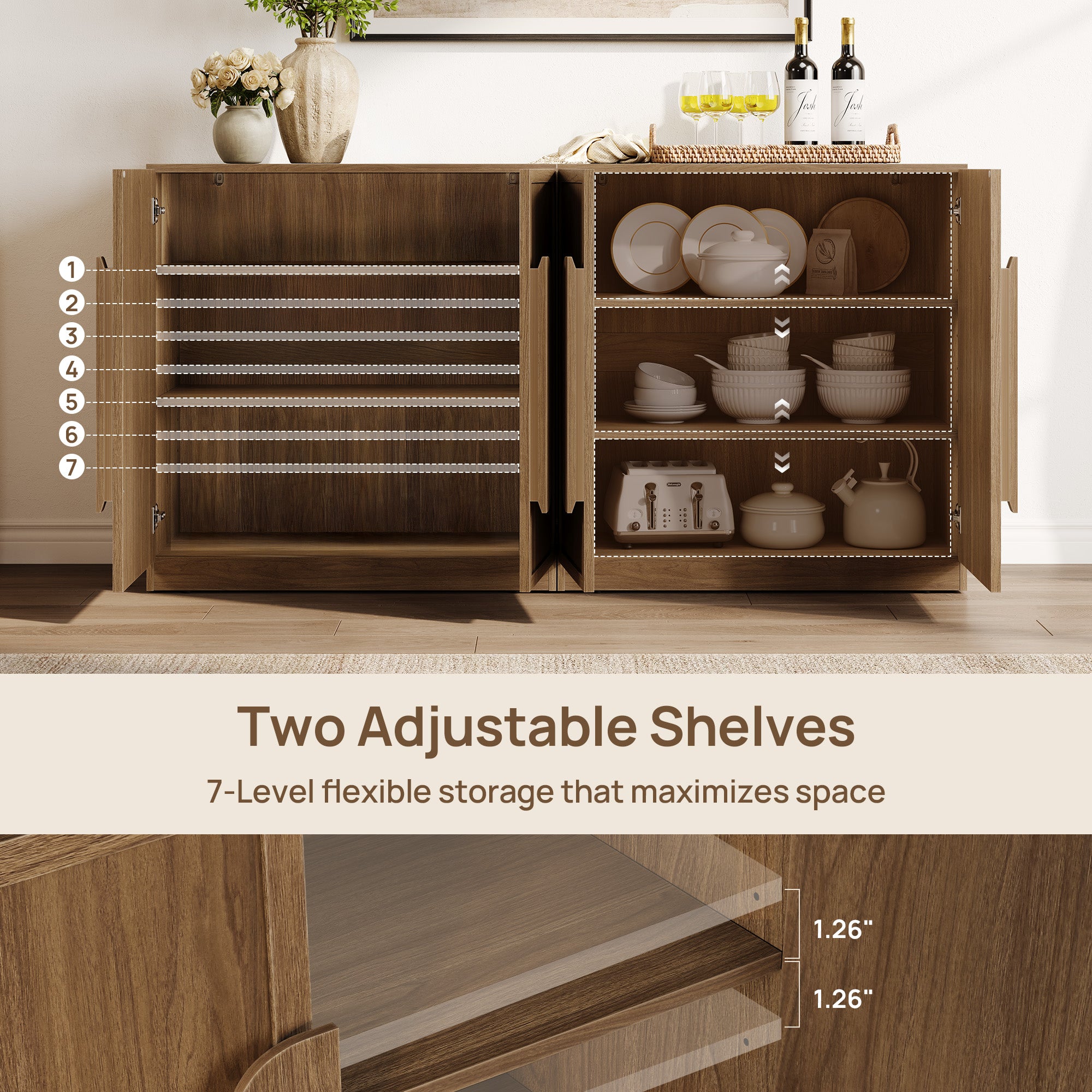 Arcus Sideboard with 2 Doors, Arched Handle Design