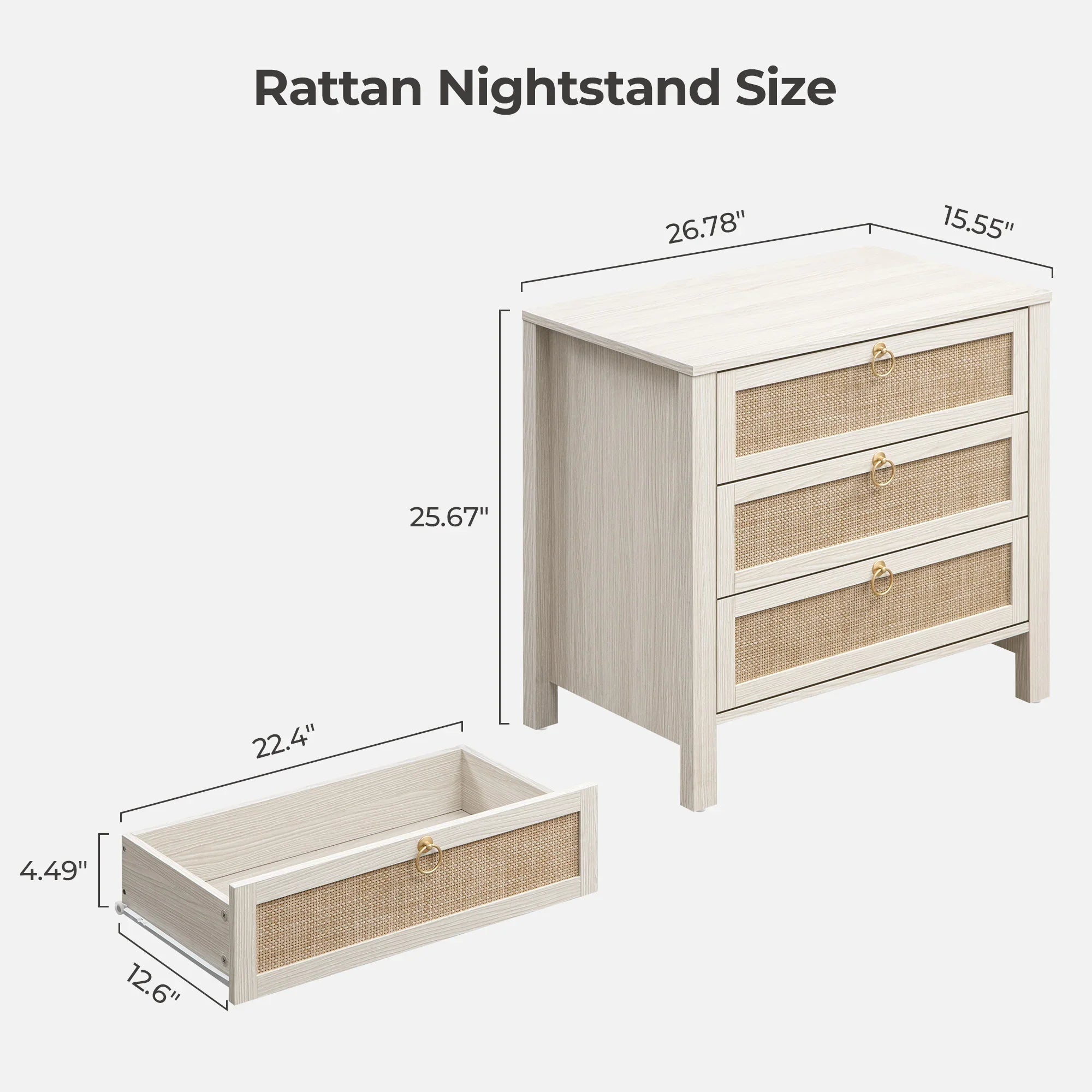 Terra 6 Drawers Dresser And Nightstands Sets, Golden Handle
