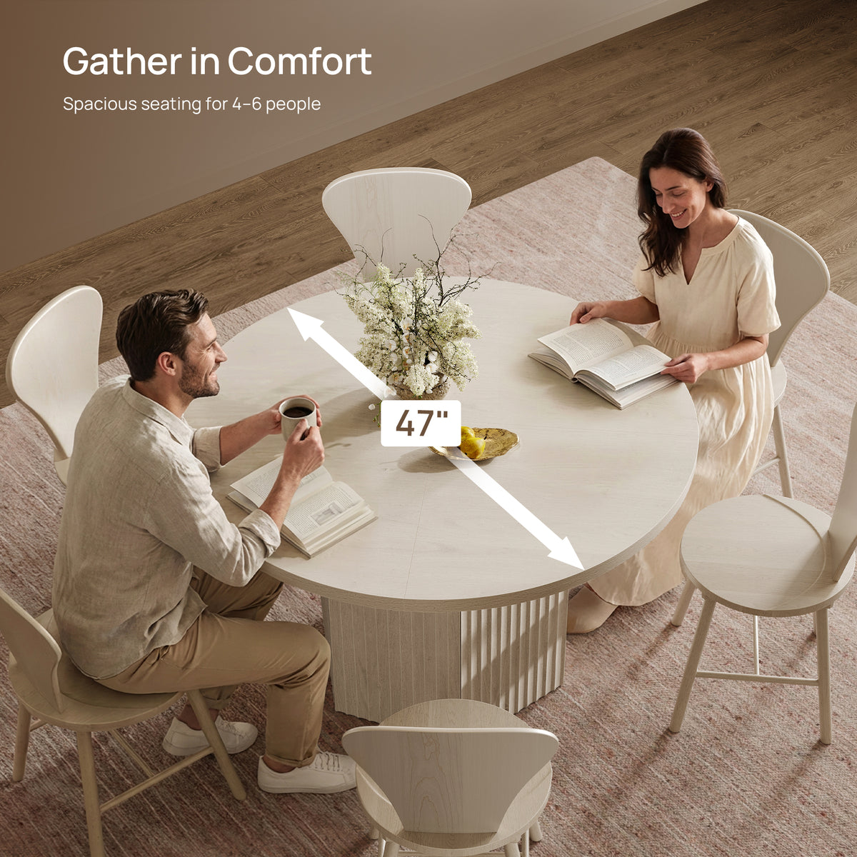 Cas Modern Dining Table and Chairs Set for 2 to 6