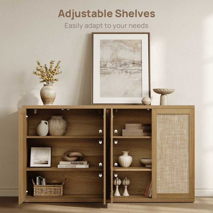 Zura Rattan Sideboard, 2 Doors - Sand Oak - 1 Piece