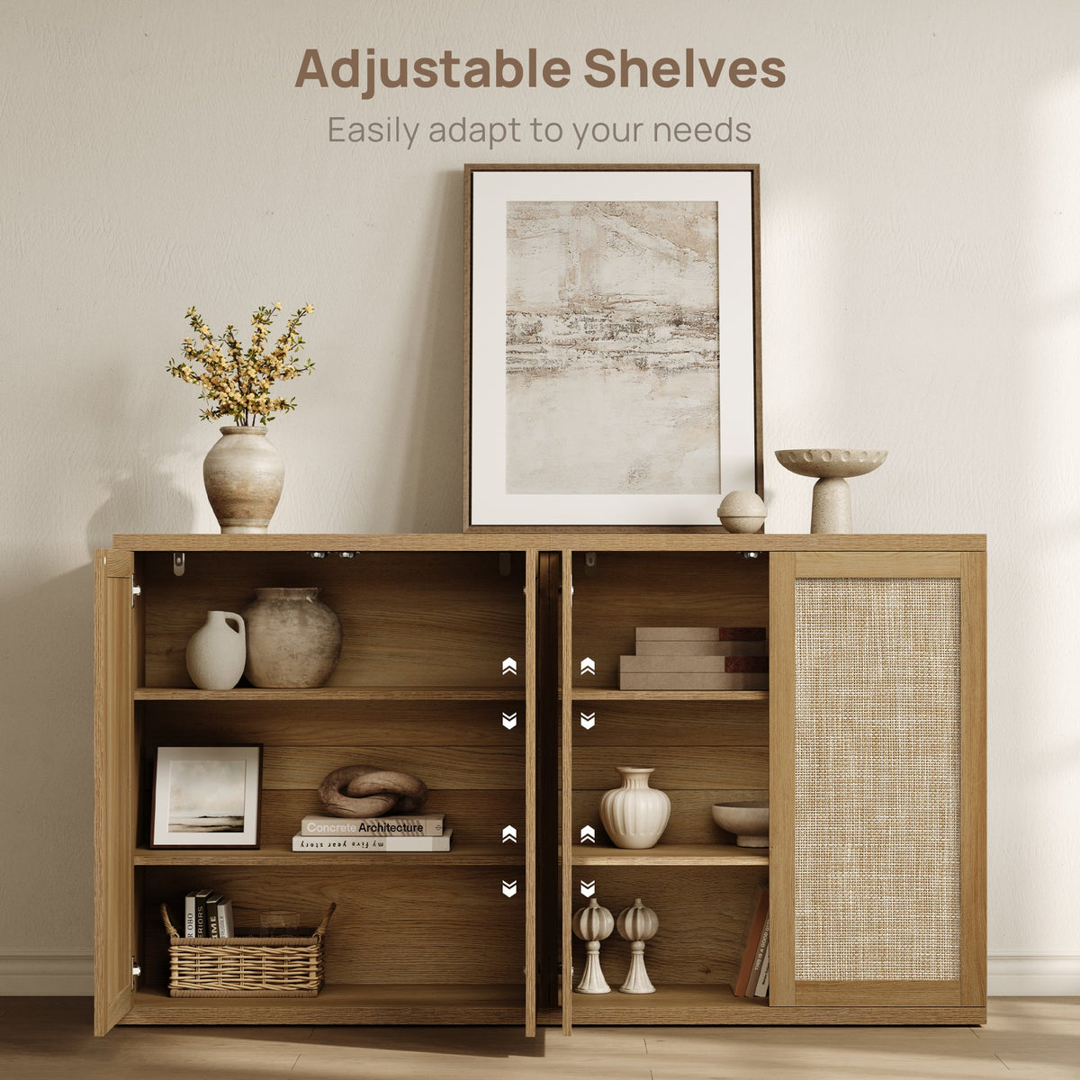 Zura Rattan Sideboard, 2 Doors, Set of 3