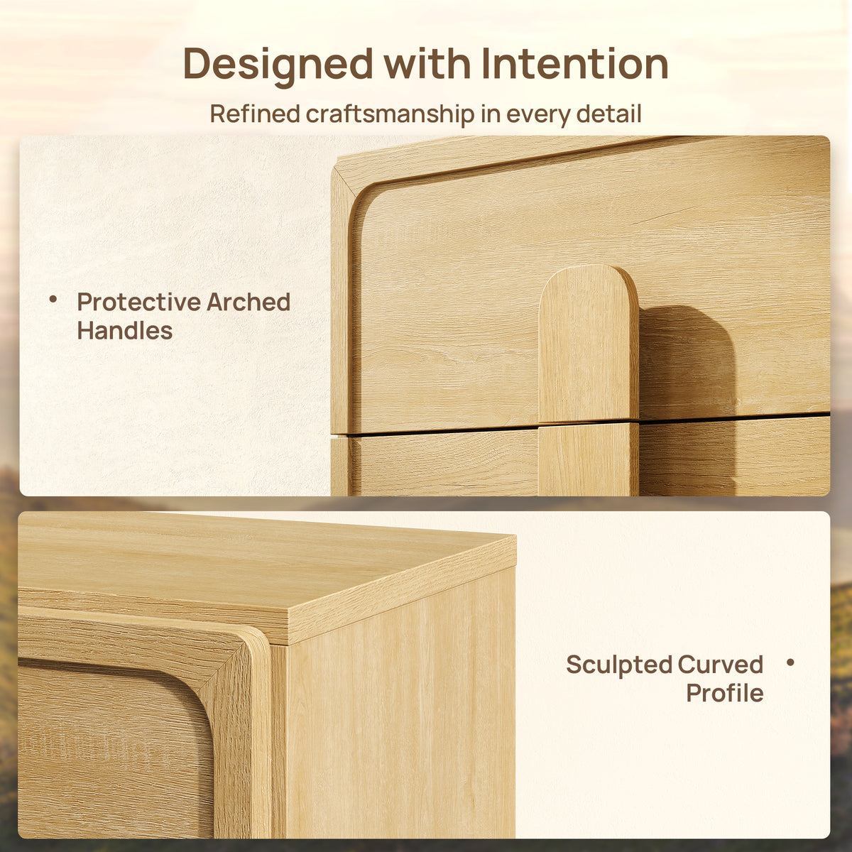Arcus Bedroom Dresser with 6 Drawers, 53.5Inch Wide