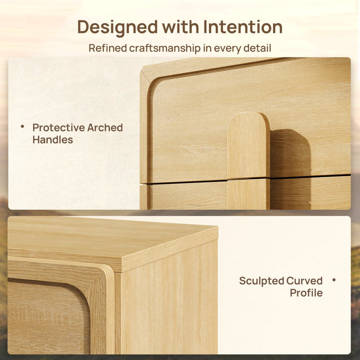 Arcus 6 Drawers Dresser with Arched Handles, Set of 2