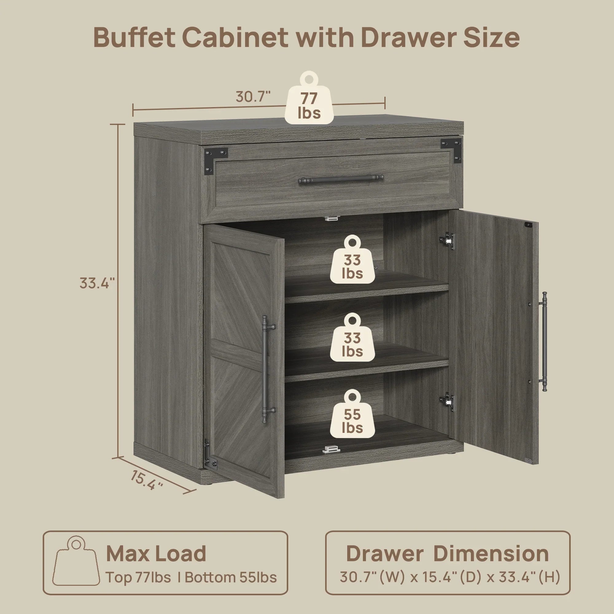 Willow Sideboard with 1 Drawer and 2 Doors