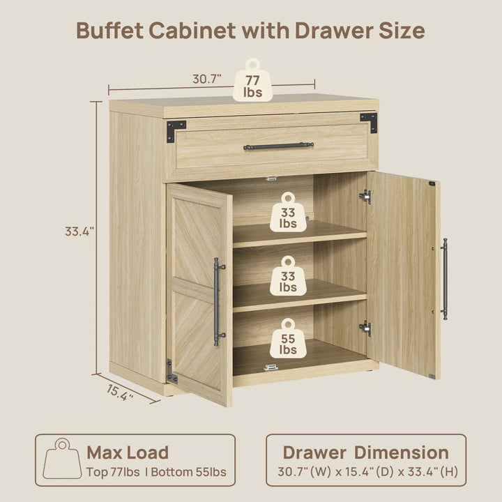 Willow Sideboard with 1 Drawer and 2 Doors for Living Room
