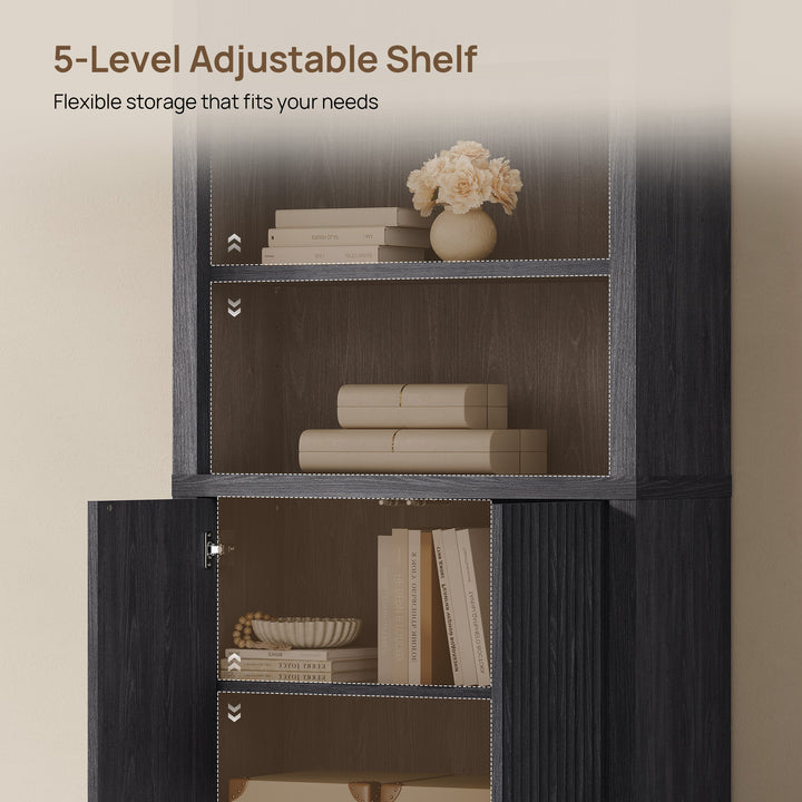 Cas Fluted 2-Door Bookcase, Arched Top, Set of 2
