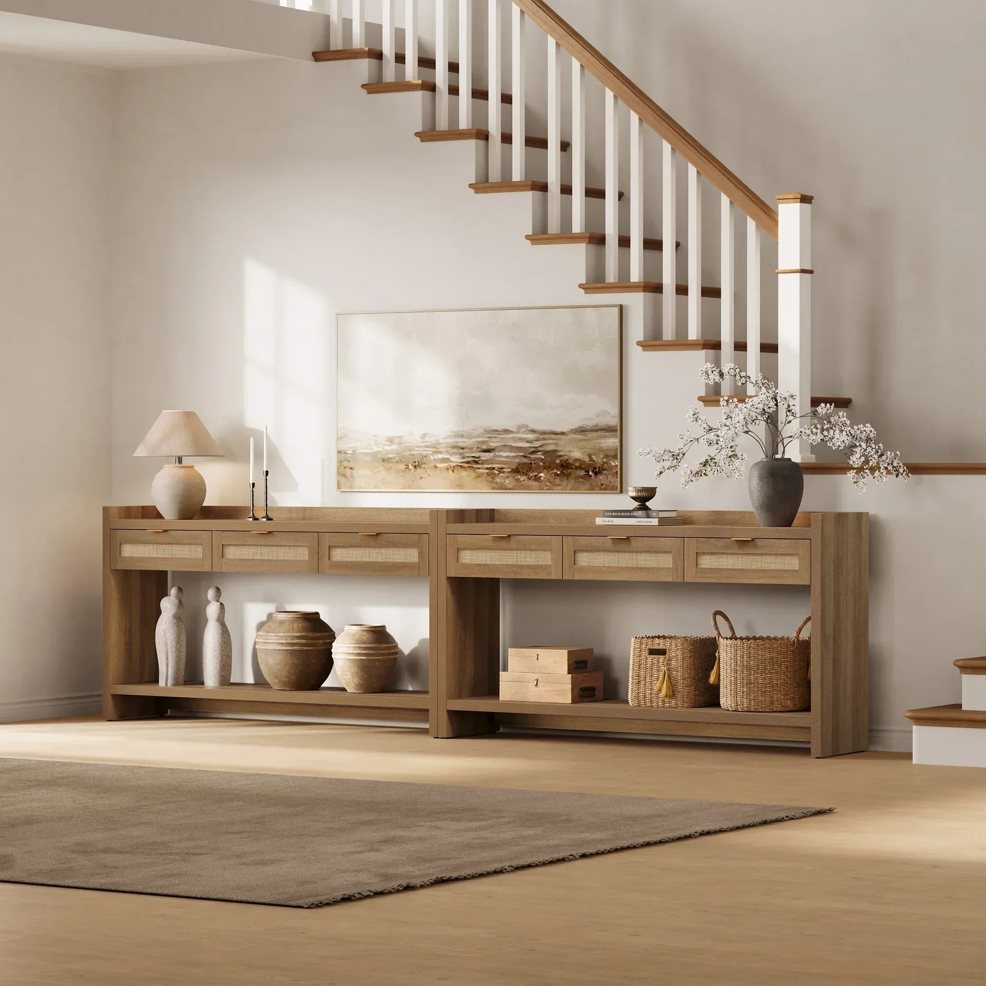 Savanna 60'' Wide Entryway Table with Storage, Boho Design