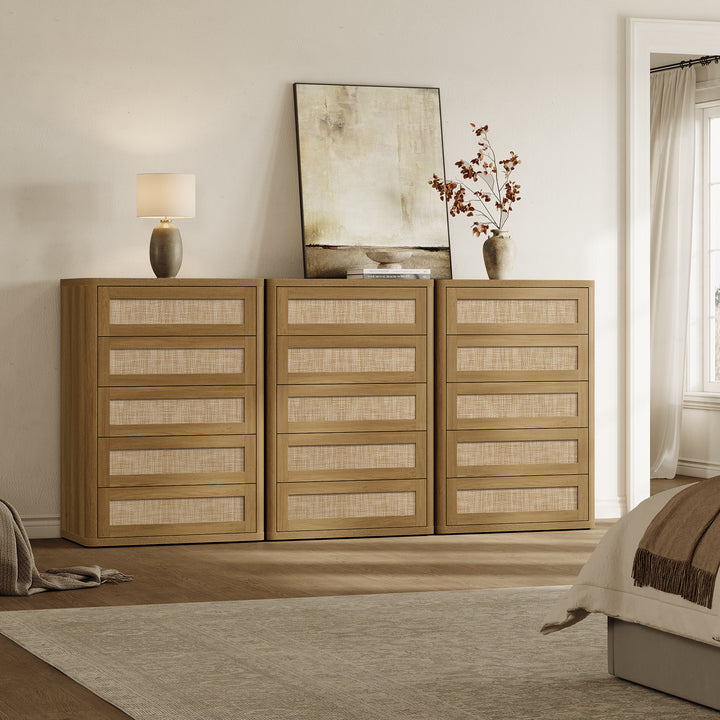 Zura Rattan Dresser, 5 Drawers