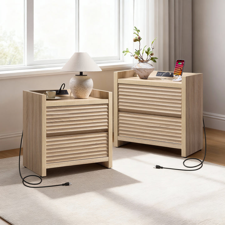 Prelude 2-Drawer Nightstand, Charging Station