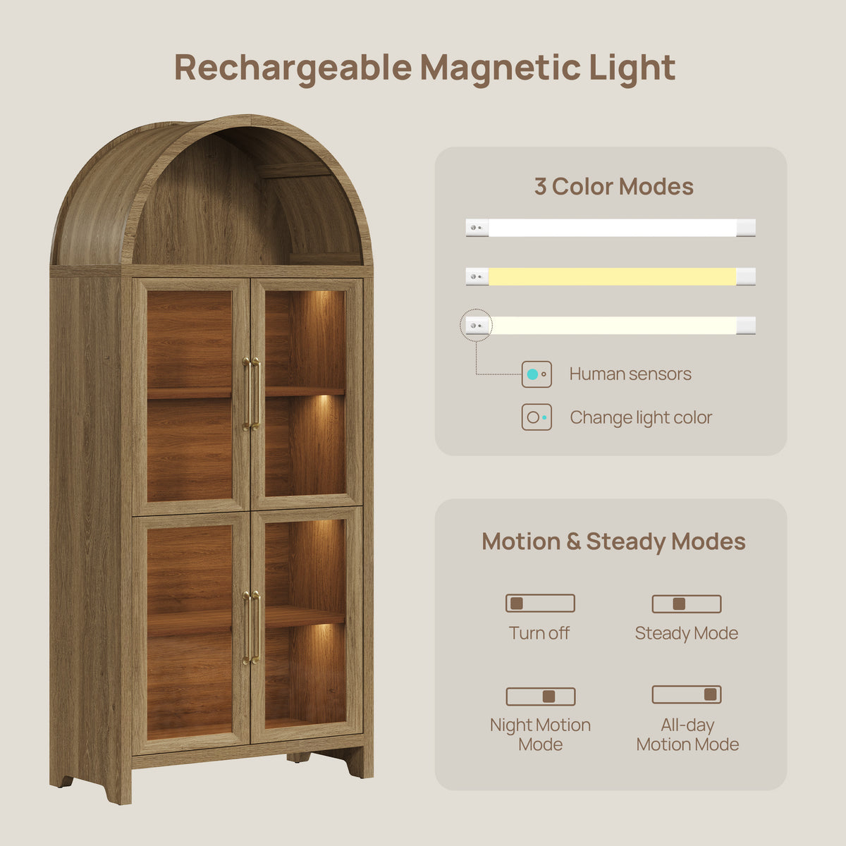 Helio Glass Display Cabinet with Lights