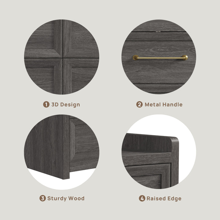 Helio 6-Drawer Dresser and Nightstands Set For Bedroom