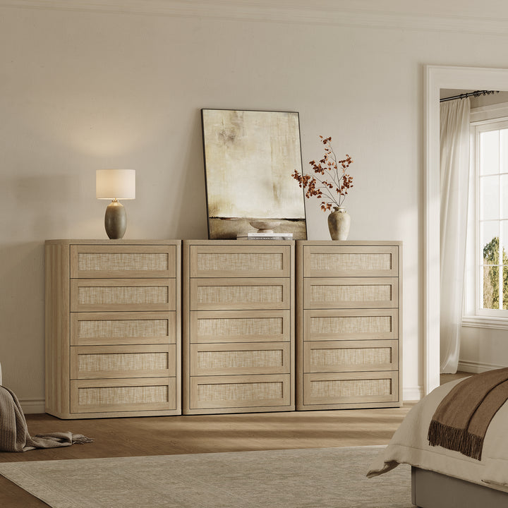 Zura Rattan Dresser, 5 Drawers