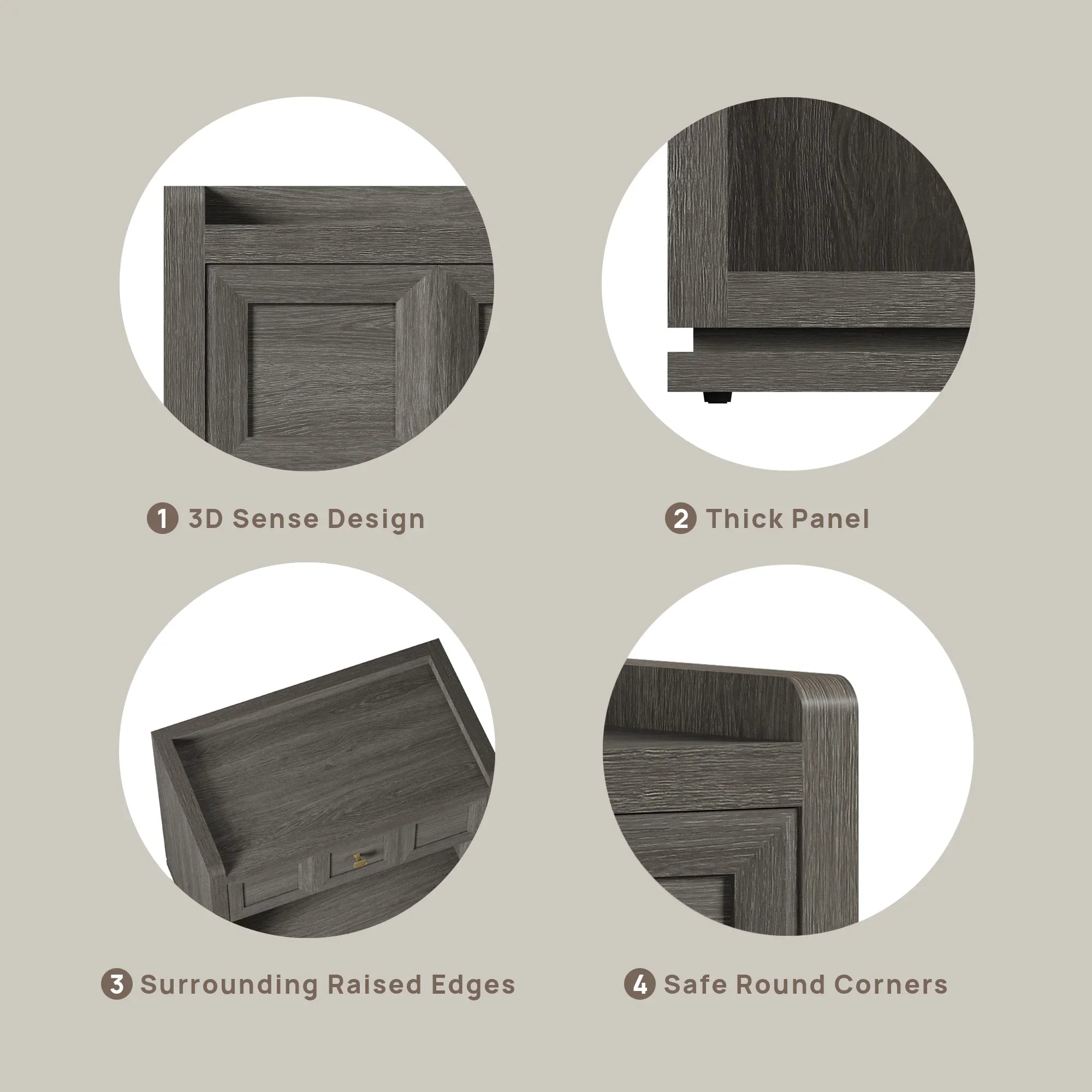 Helio 6-Drawer Dresser and Nightstands Set For Bedroom