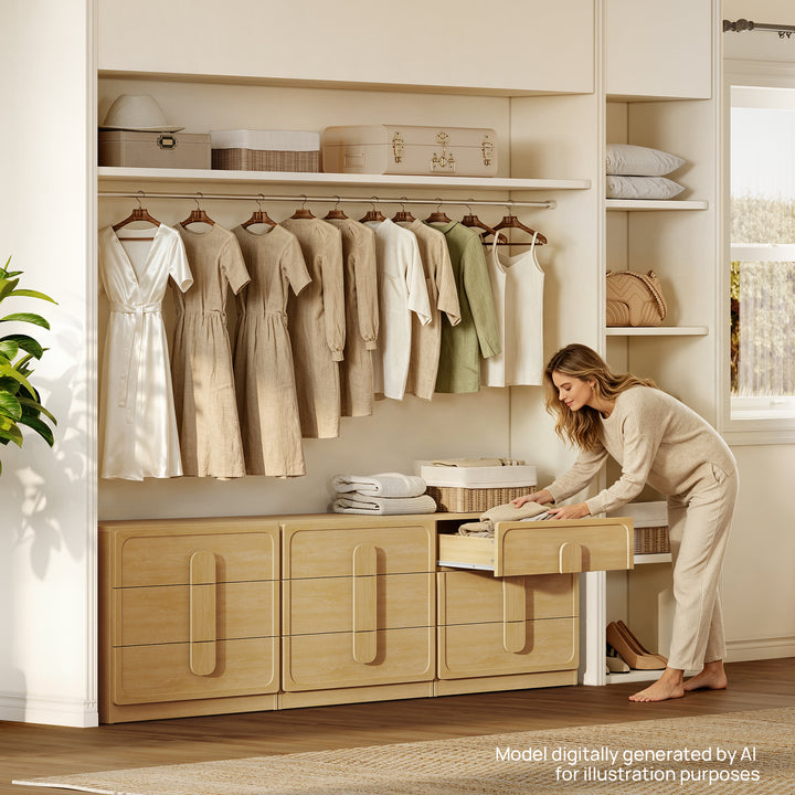 Arcus Nightstand with 3 Drawers, Arched Handles