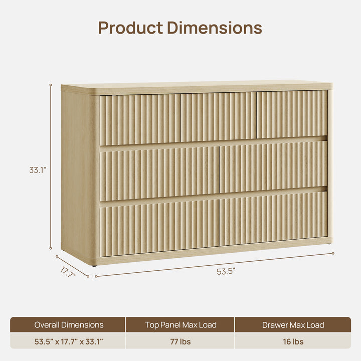 Cas Dresser with 7 Drawers, Large Storage