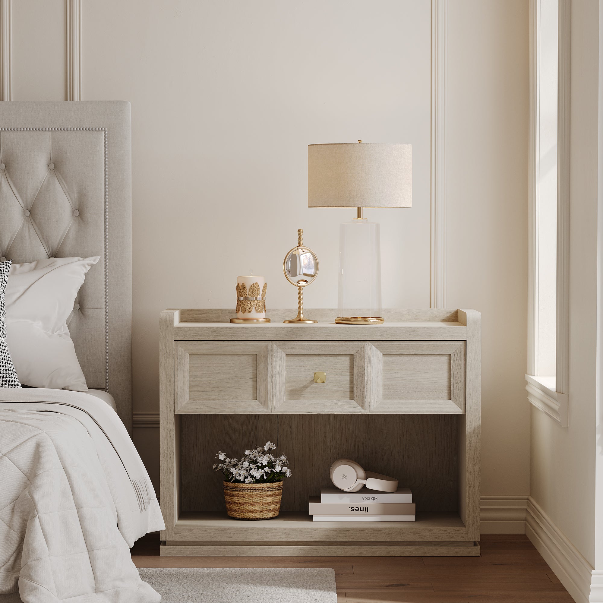 Helio Large-Size Nightstand, Bedroom Storage
