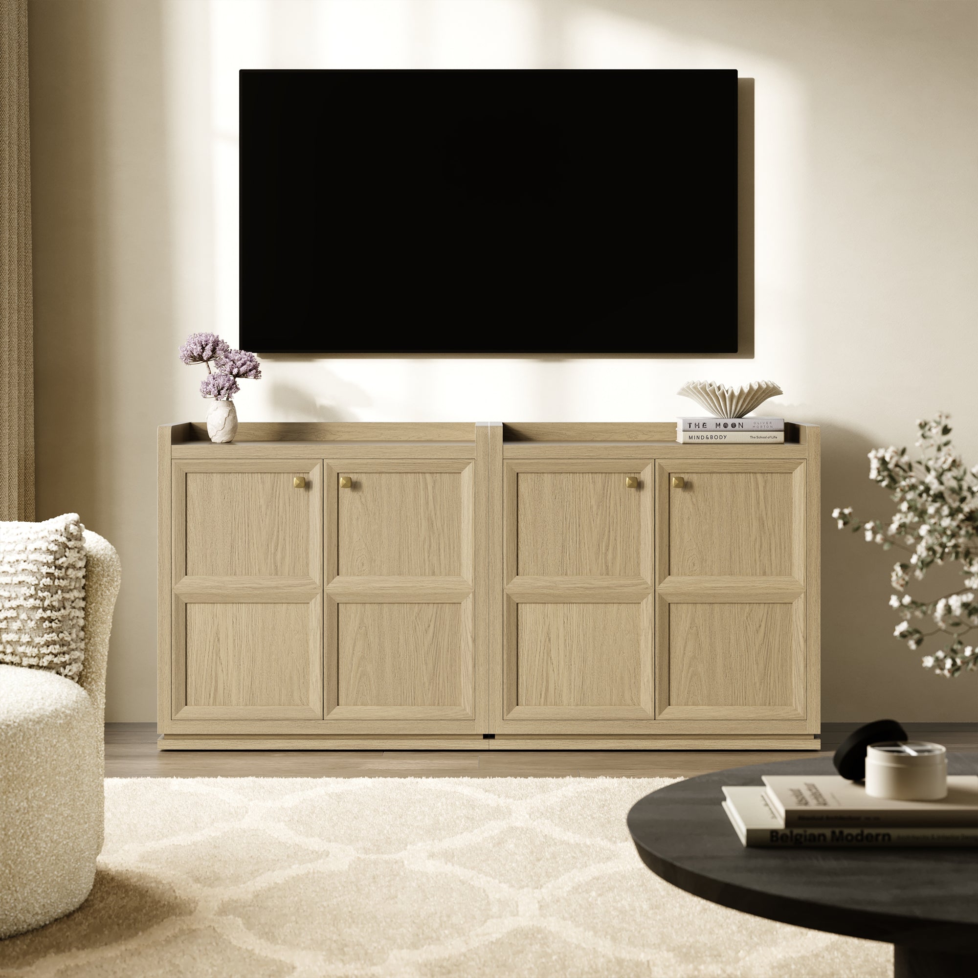 SICOTAS 33.7"W Sideboard Buffet Cabinet Set-WM