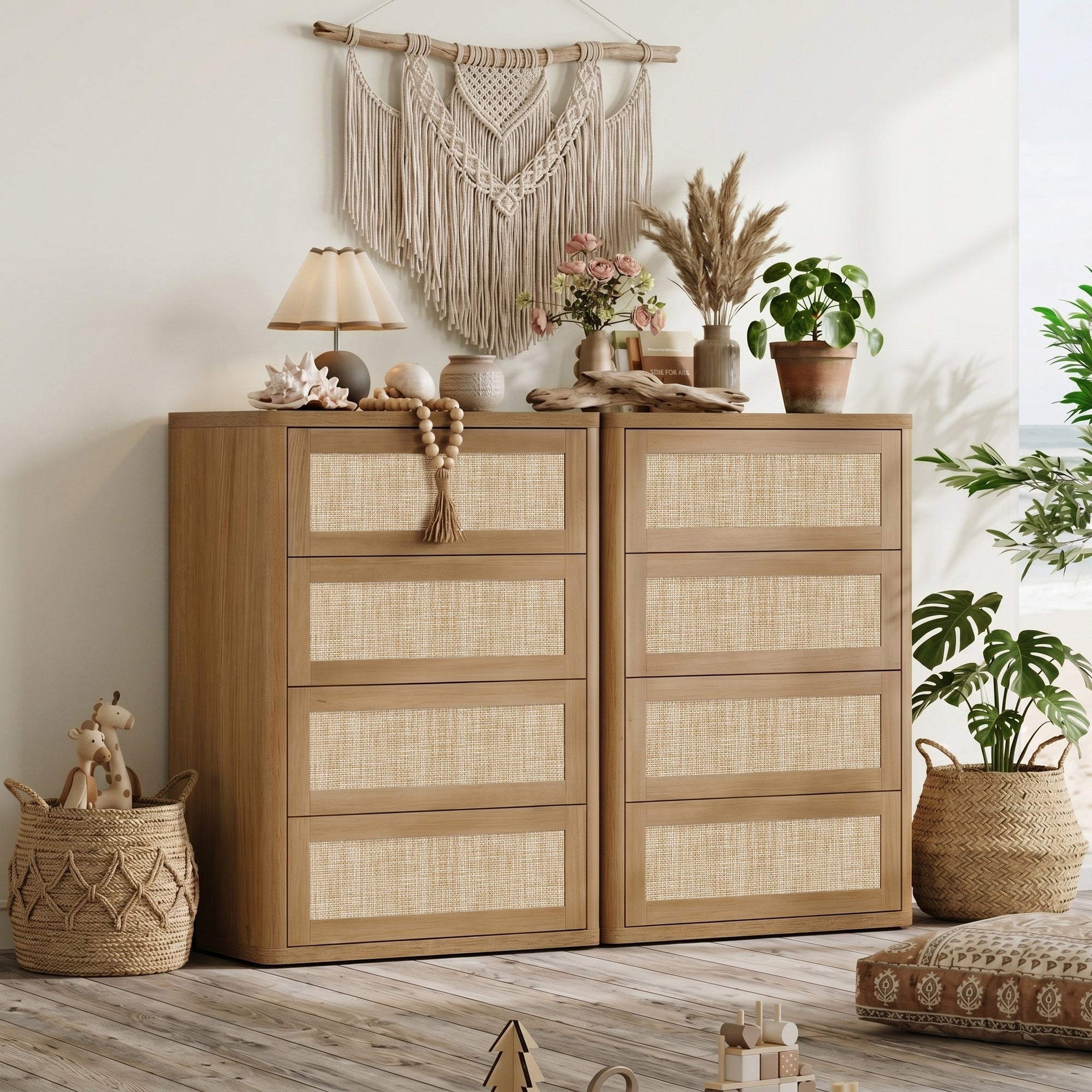 Zura Rattan Dresser with 4 Spacious Drawers