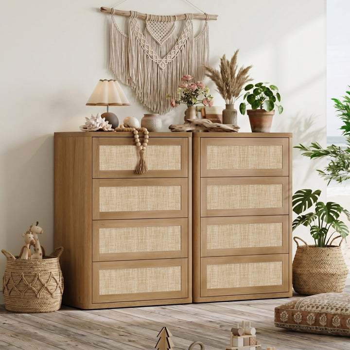 Zura Rattan Dresser with 4 Spacious Drawers