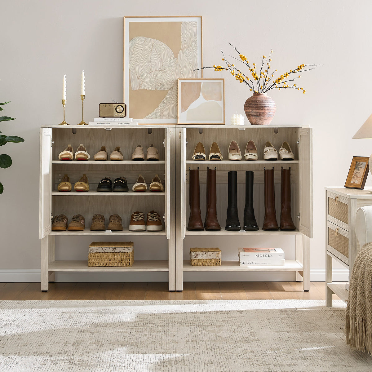 Terra Shoe Cabinet, 2 Doors, Set of 3