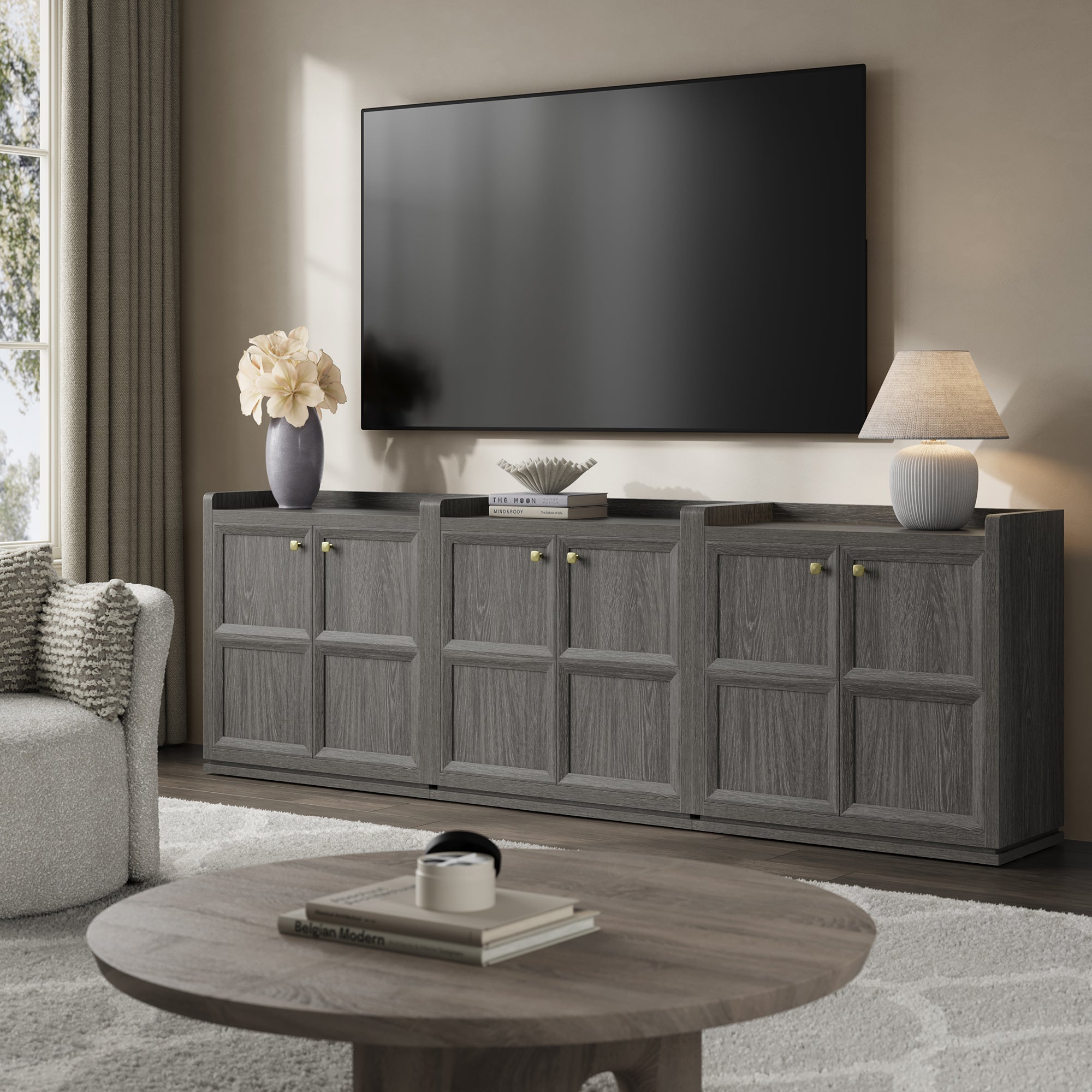 SICOTAS 33.7"W Sideboard Buffet Cabinet Set-WM