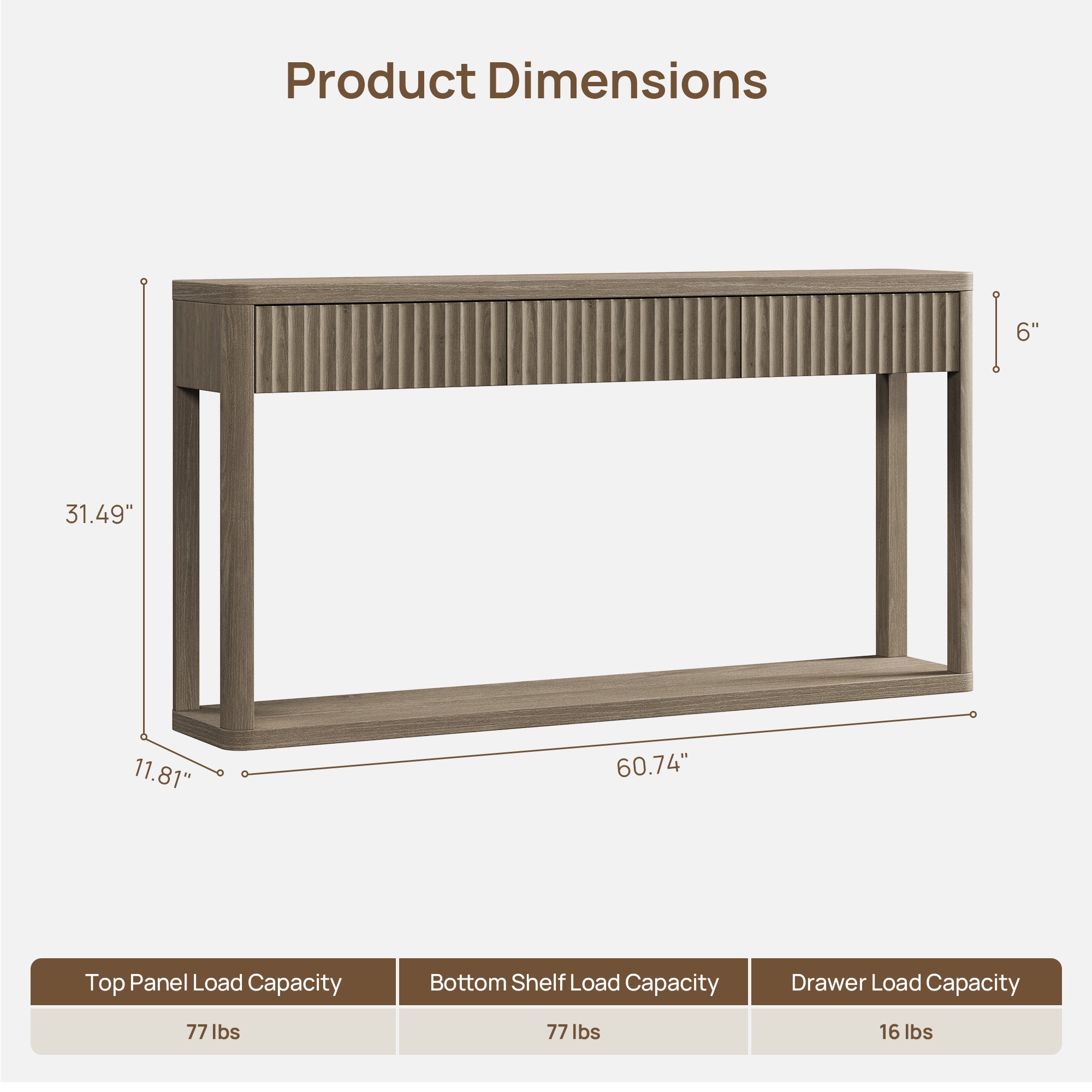Cas Set of 2 Modern Entryway Tables, 60'' Wide