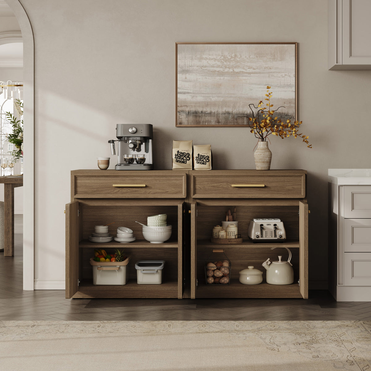 Crescent Sideboard Cabinet, Flexible Storage