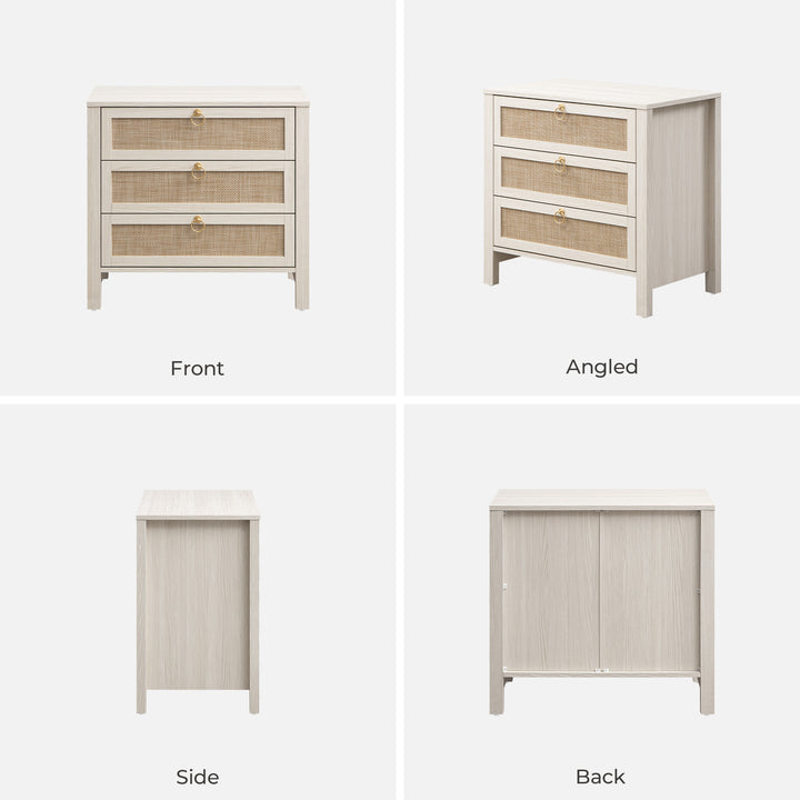Terra White 3-Drawer Nightstand with Storage