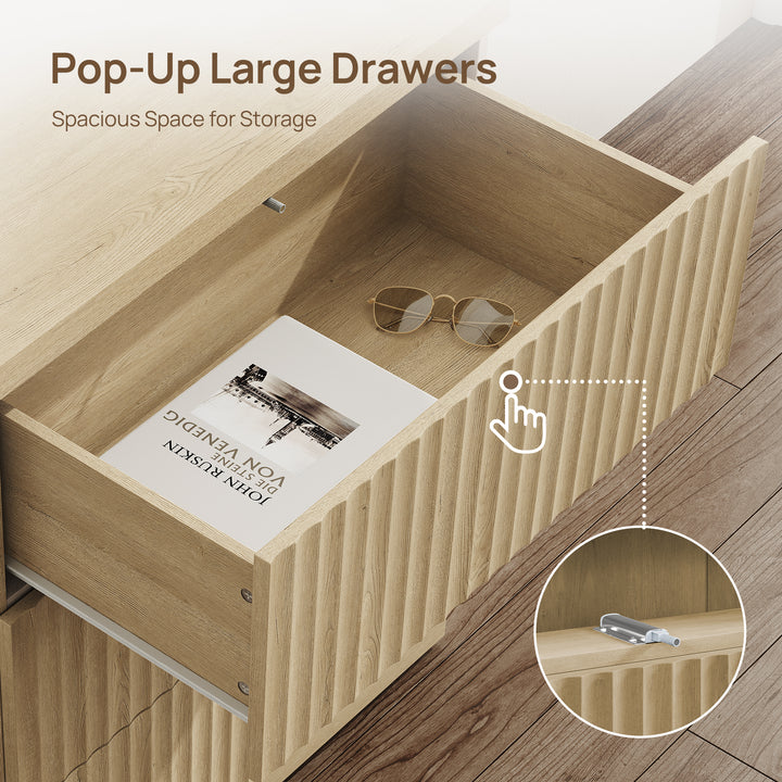 Stria Fluted Sideboard Cabinet with Storage, 3 Drawers