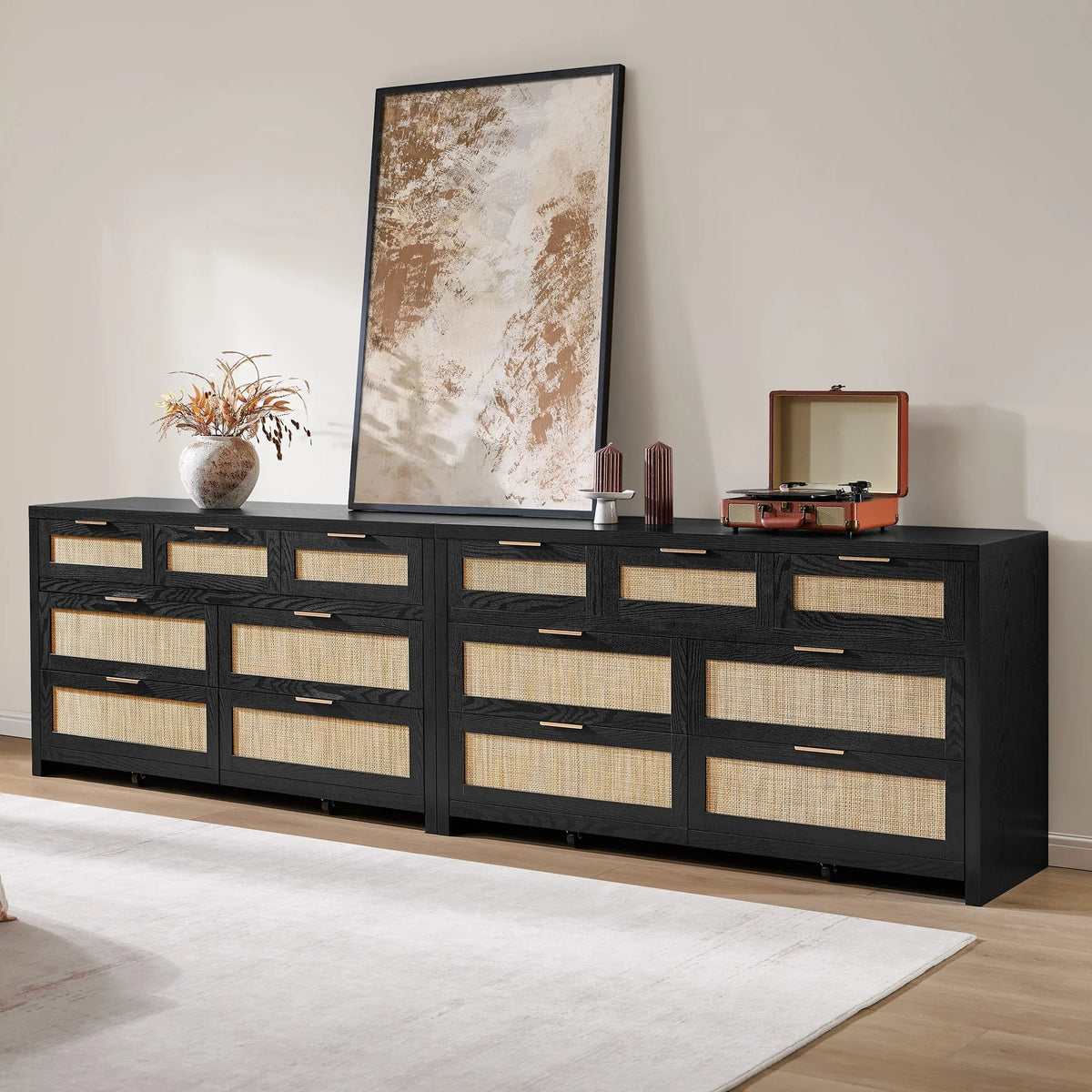 Savanna 7-Drawer Dresser for Living Room Storage, 2 Pieces