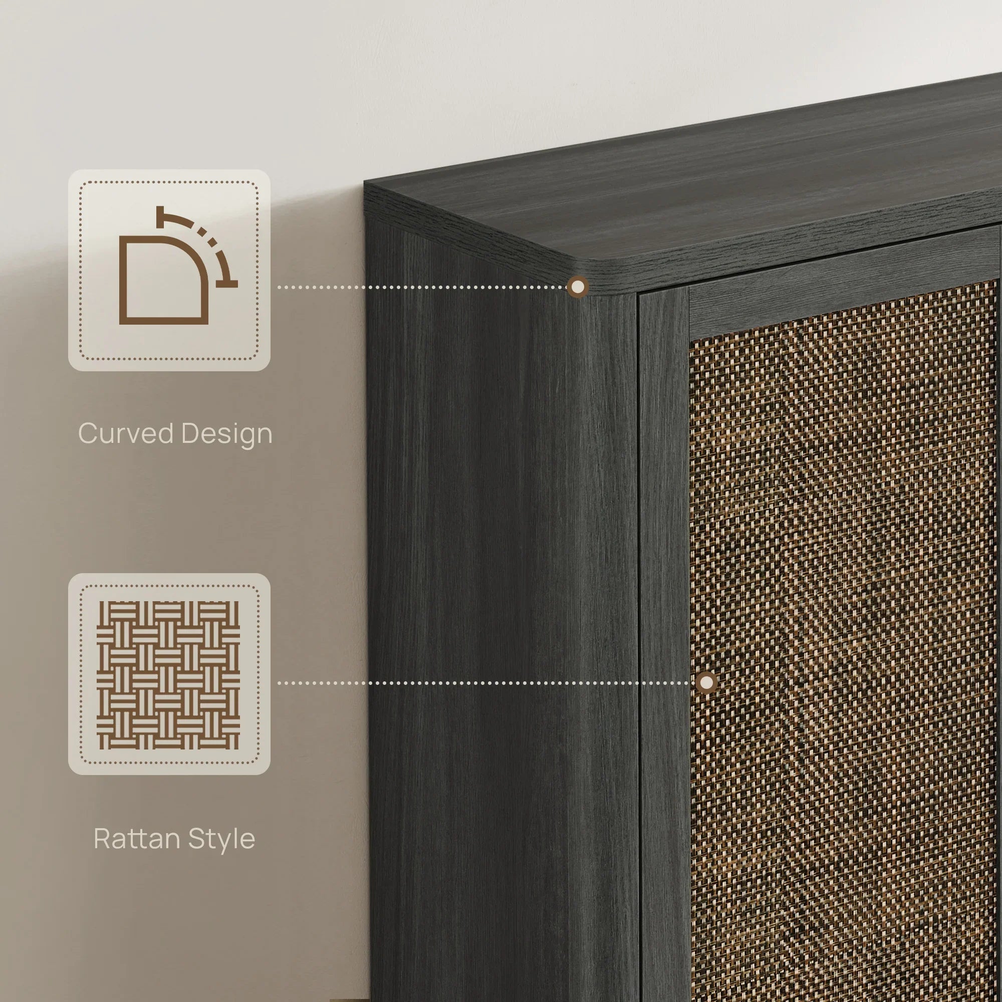 Zura 2-Piece Black Shoe Cabinet