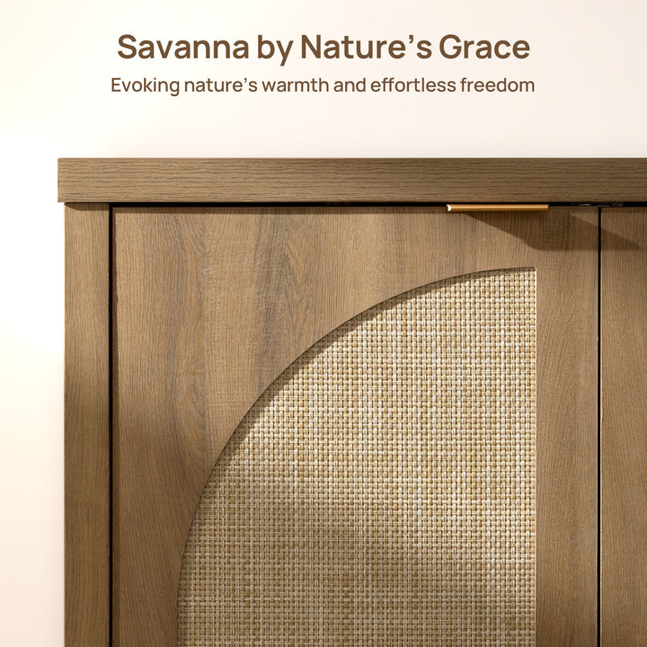 Savanna Rattan TV Stand with Arched Doors up to 100Inch TV