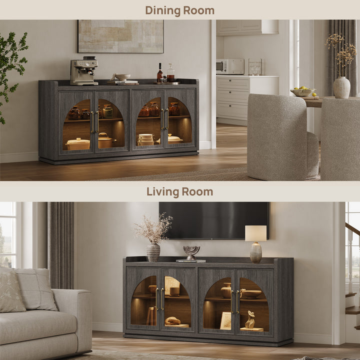 Helio Glass-Door Sideboard Cabinet