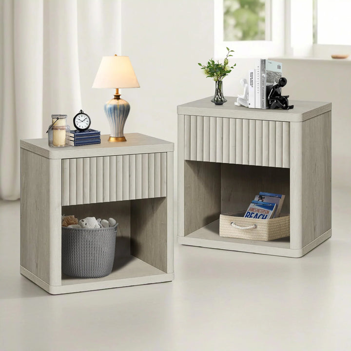 Cas Night Stand with Storage, 24.1 Inch Tall