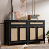 Sideboard Buffet Storage Cabinet, Rattan Accent Cabinet with Doors and Drawer, Modern Credenzas Buffet Table Console Coffee Bar Cabinet