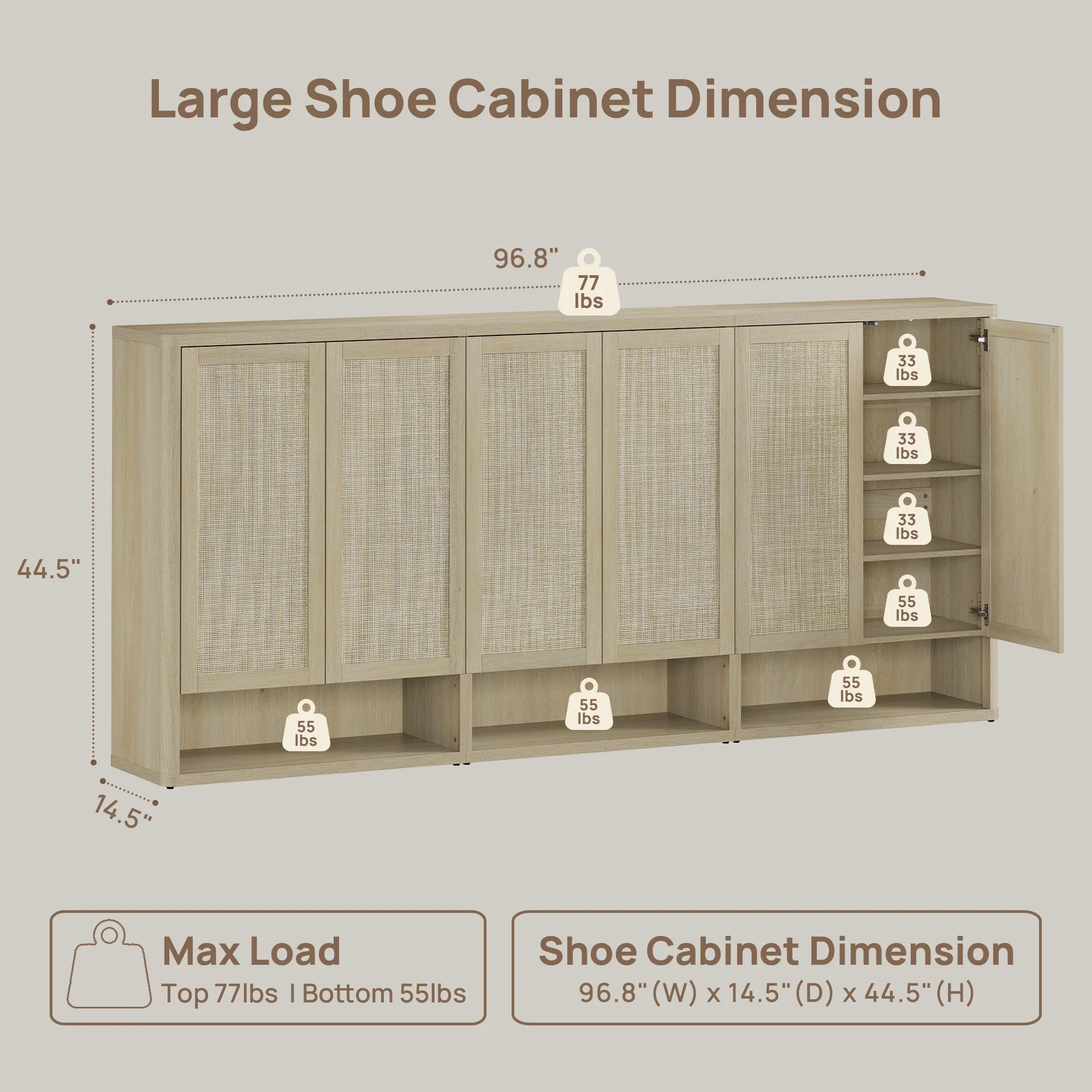 Zura Modern 3-Piece Rattan Shoe Cabinet