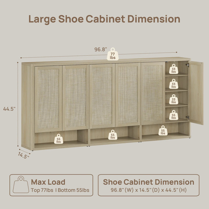 Zura Modern 3-Piece Rattan Shoe Cabinet