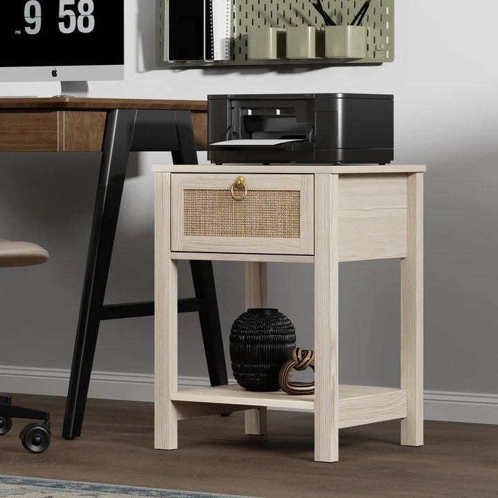 Terra Black Rattan Nightstand
