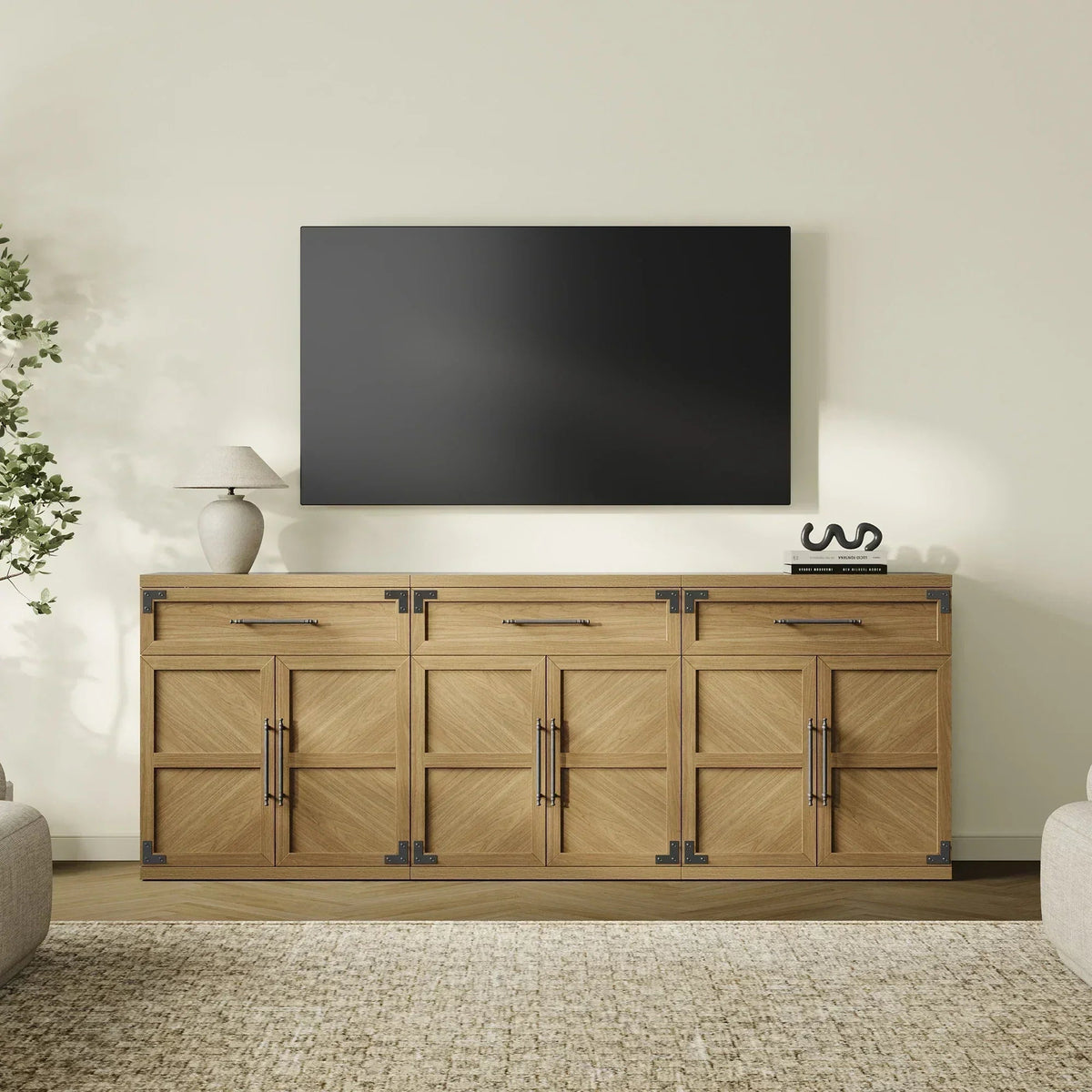Willow Farmhouse Sideboard with Storage, Set of 3