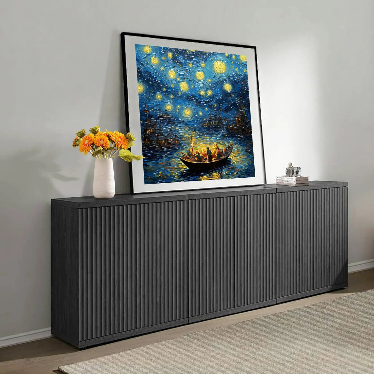 Stria Fluted Sideboard Cabinet with 2 Doors