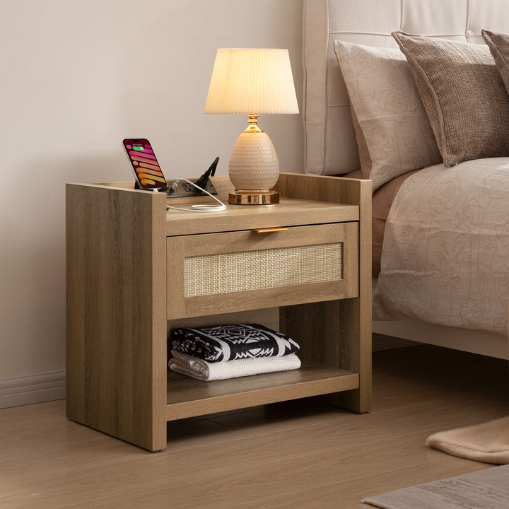 Savanna Nightstand with Charger and Dresser Set