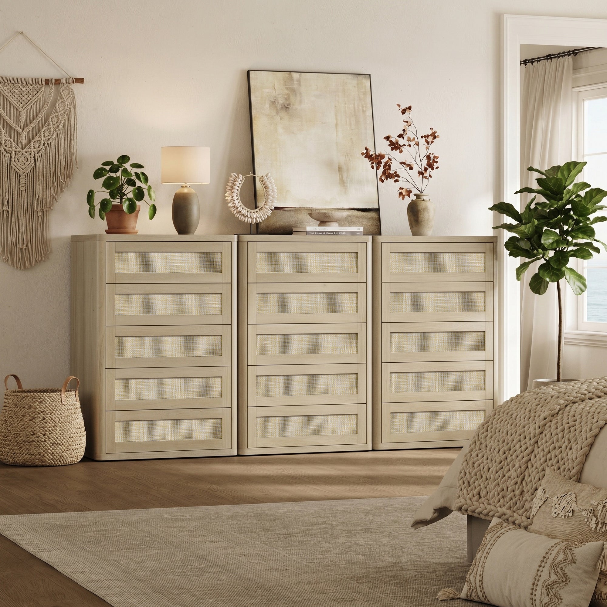 Zura Rattan Dresser, 5 Drawers