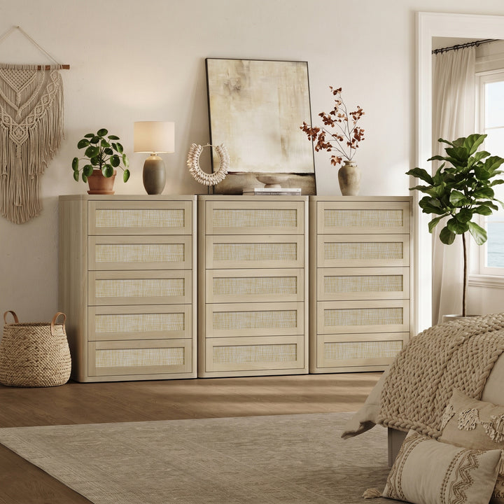 Zura Rattan Dresser, 5 Drawers
