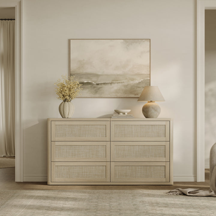 Zura Modern Rattan 6 Drawers Dresser