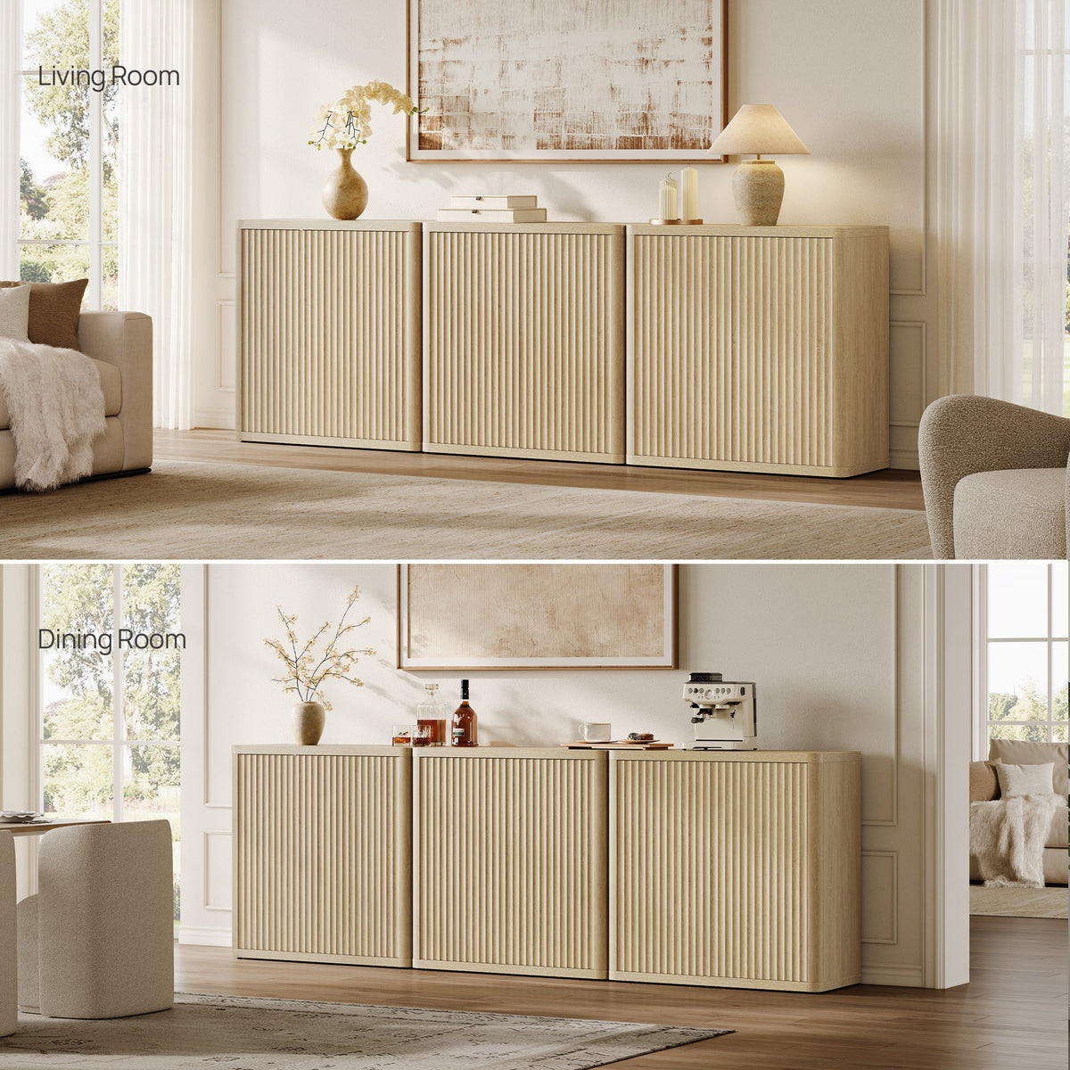 Cas Sideboard Cabinet with 2 Doors - 2 Pieces - Grey Alder