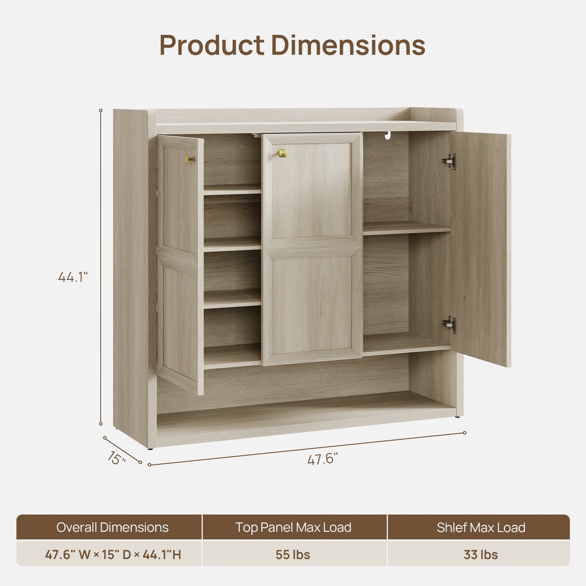 Helio 3 Doors Shoe Cabinet, Holds 26 Pairs, Set of 2